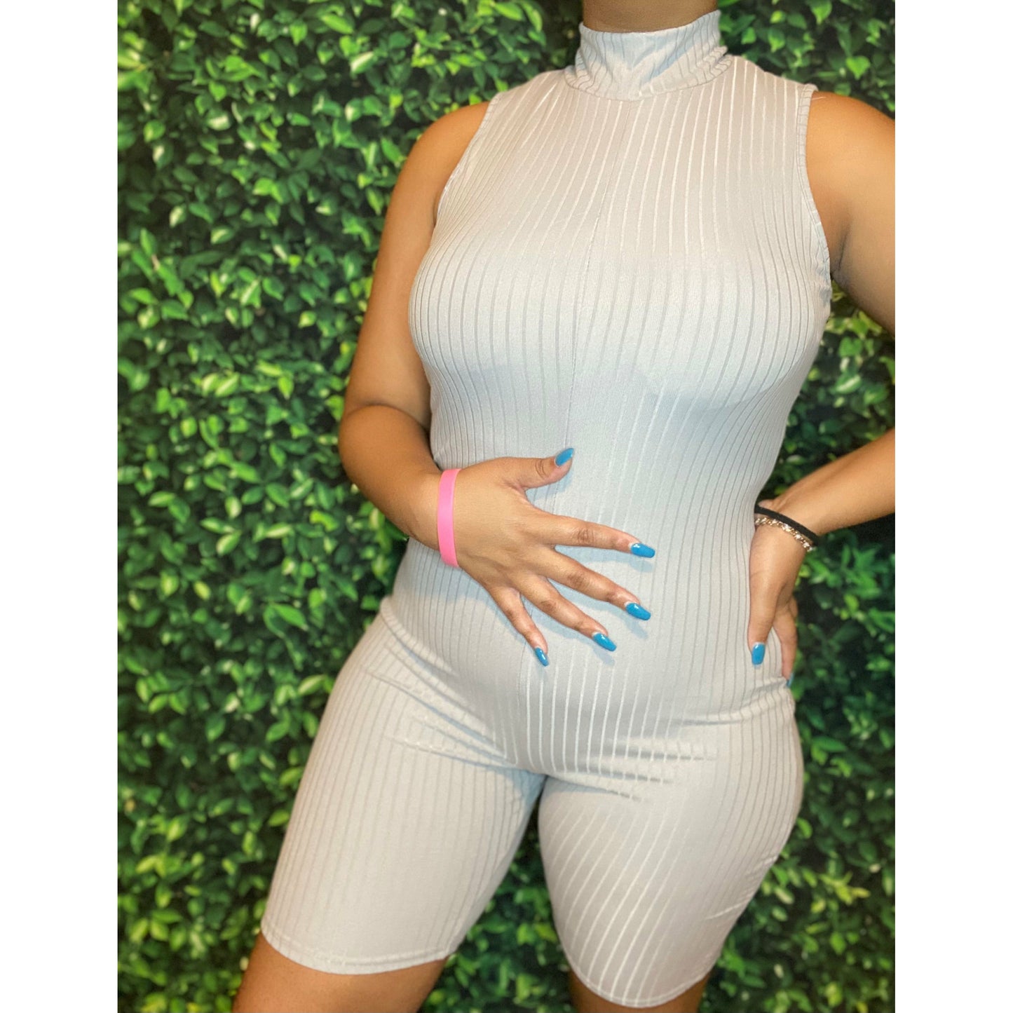 Untouchable Ribbed Mock Neck Romper